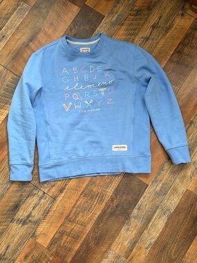 Life Is Good Powder Blue Alphabet Crewneck Sweatshirt